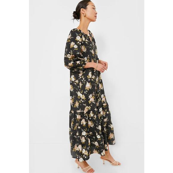 Tuckernuck | NWOT Midnight Garden Lyles Dress Black Floral Maxi XS - Picture 2 of 13